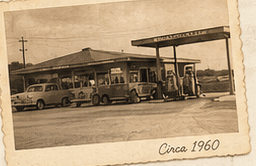 Sepia vintage storefront photo treatment for a Lake Tawakoni roadhouse stop